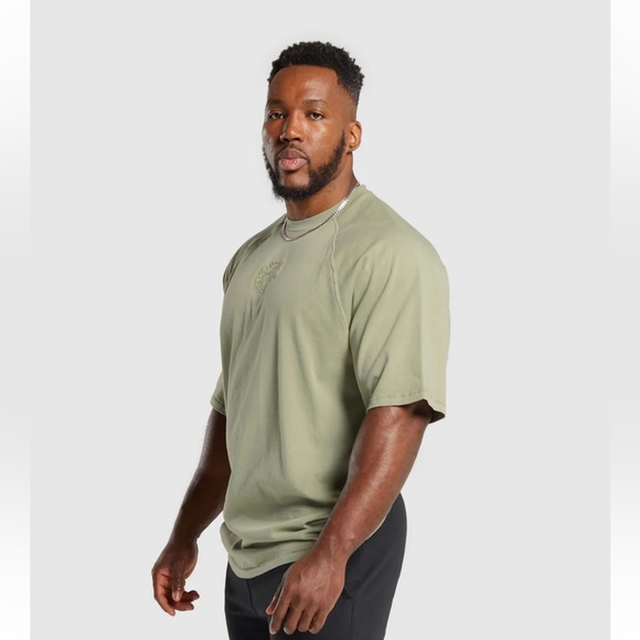 Gymshark Premium Legacy T-Shirt L Natural Sage Green - Picture 7 of 10